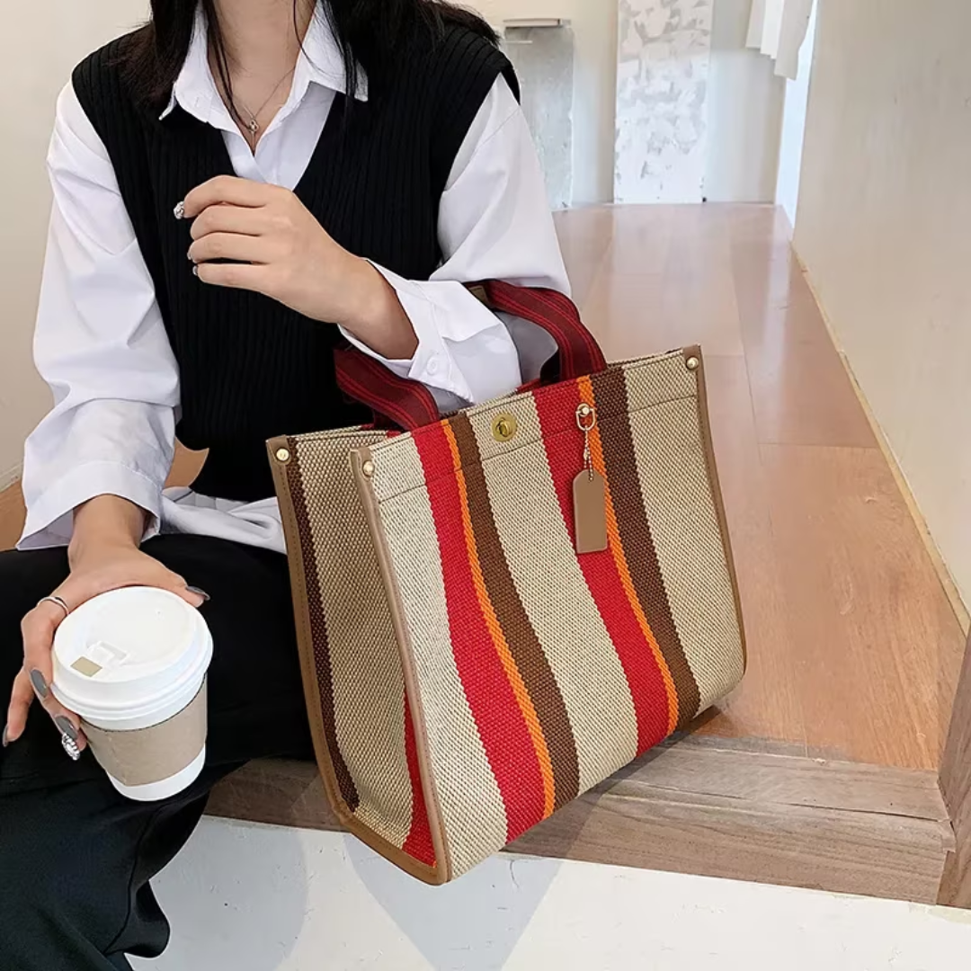 Ivy - Women's striped tote bag - Elegant and versatile-Elly Rose