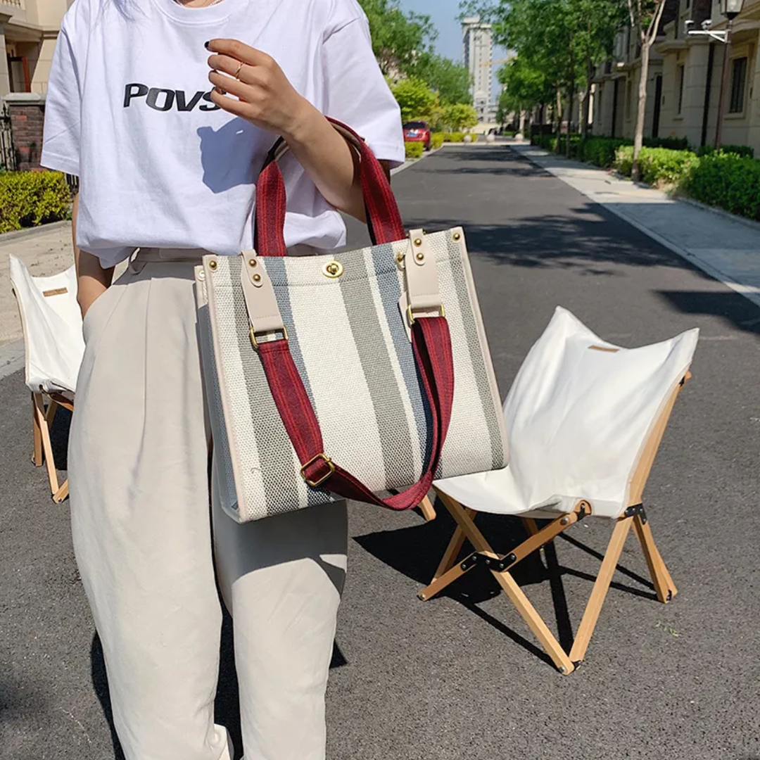 Ivy - Women's striped tote bag - Elegant and versatile-Elly Rose